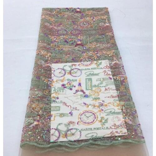 Fashionable tulle embroidery french net lace fabric ZH-91682 with sequins for party dress