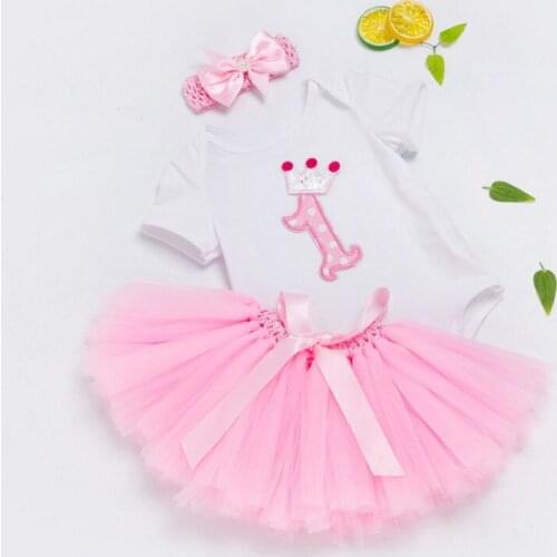 Newborn First Birthday Outfits Fashion Baby Girls Party Clothes Set Toddler Kids Cakecup Rompers and Lace Tutu Skirts Hot Gifts