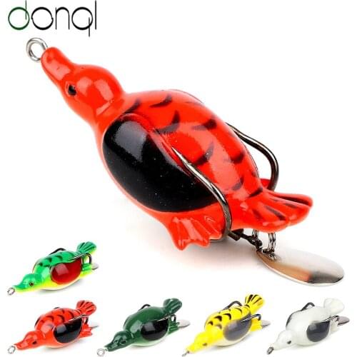 DONQL 1pcs Duck Soft Fishing Lure 6.5g 11g Wobblers Silicone Artificial Fishing Bait Metal Sequins Crankbait Fishing Tackle