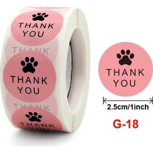 500PCS Thank You Stickers Rose Pink Package sealing Labels Thank You Footprint Stickers Stationery Supply Gift Labels