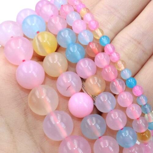 Natural Stone Morgan Agates Round Loose Spacer Beads 4 6 8 10 12 MM Pick Size For Jewelry Making Charm DIY Bracelet Necklace