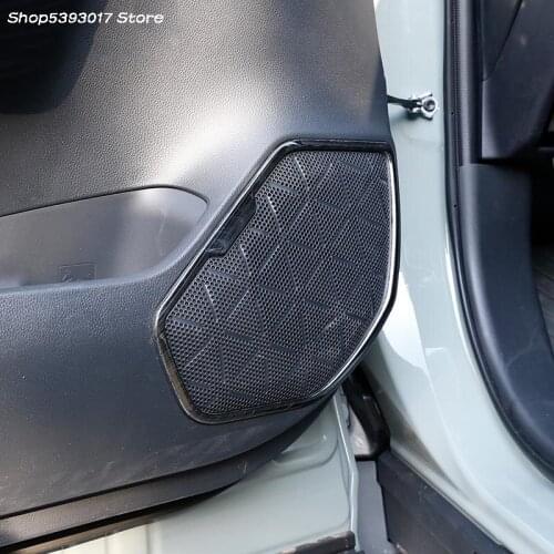 Stainless Steel Car Inner Door Stereo Speaker Audio Ring Cover Sound Frame Decoration Trim For Toyota RAV4 RAV-4 2019 2020 2021
