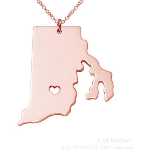 New fashion, Map of the United States Rhode Island not embroidered steel pendant necklace