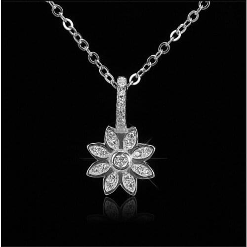 New Arrival 925 Sterling Silver Pendant Florals with Shiny Clear CZ Necklace Fashion Jewelry For Women Gift