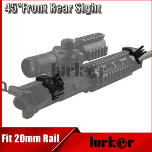 Hunting Tactical AR15 Airsoft Front and Rear flip up 45 Offset Degree Rapid Transition Backup Iron Sight Fit 20mm Picatinny rail