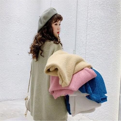 Autumn New V-neck College Style Loose Knit Cardigan Womens Solid Color Plus Size Wild Net Red Sweater Jacket Cardigan Women