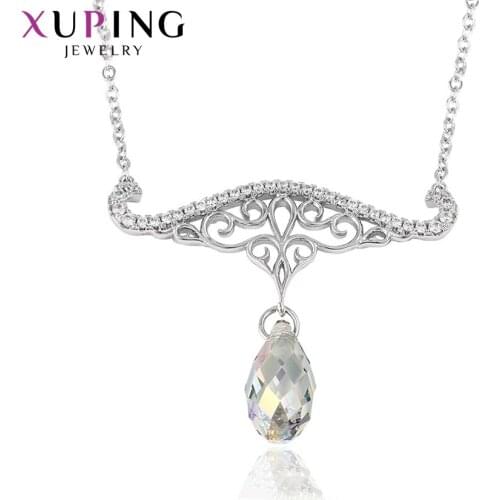 Xuping Jewelry Temperament Ladies Crystals Necklace for European Royal Style Engagement Party Gift 43228