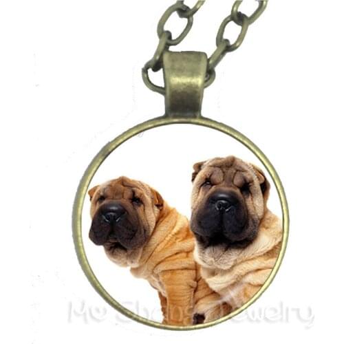 Dog Lover Necklace 25mm Round Glass Dome Animal Handmade Fashion Pendant Creative Gift Jewelry For Women MEN Gift