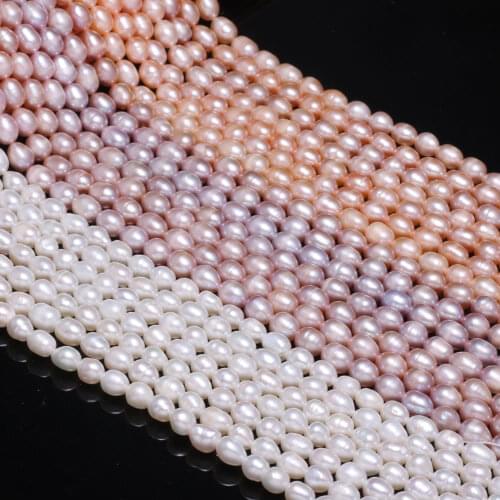 Fine 100% Natural Freshwater Pearl Oval Shape Beads for Jewelry Making DIY Bracelet Necklace Size 6-7mm