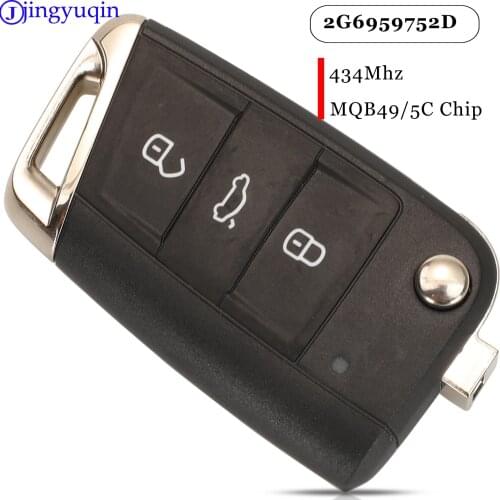 Jingyuqin Remote Car Key Fob 434mhz MQB49/5C Chip 2G6959752D For For VW Volkswagen POLO 2017 3 Buttons