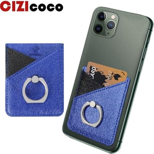 Luxury Leather card holder Mobile Phone Wallet For iPhone 11 X XS Max Ring Holder Pocket Card Slot Sticker For Xiaomi Huawei