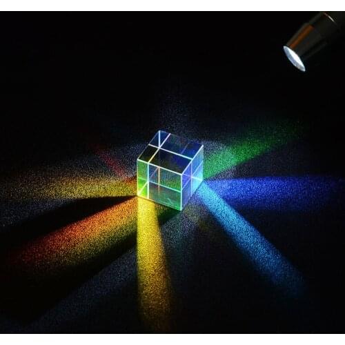 Prism Six-Sided Bright Light Combine Cube Prism Stained Glass Beam Splitting Prism Optical Experiment Instrument Decorations