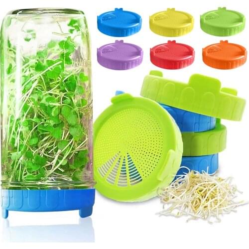1PC Sprouting Lid Food Grade Mesh Sprout Cover Seed Growing Germination Vegetable Silicone Sealing Ring Lid Household