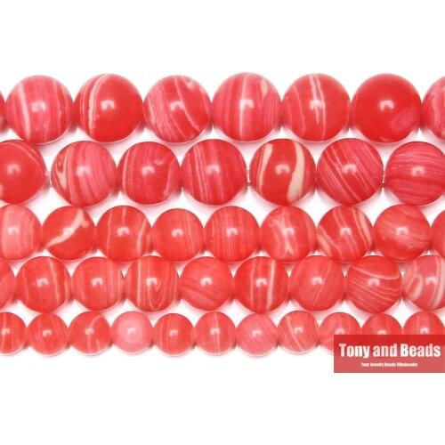 Synthetic Stone Red Lace Chalcedony Jades Round Gem Beads 15" Strand 6 8 10 12MM Pick Size For Jewelry Making