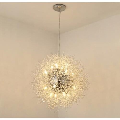 Modern Dandelion Chandelier Chrome Golden vanity suspension Crystal Chandelier Hanging G9 LED Lighting lustre for Living Room