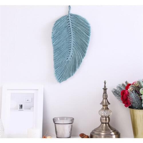 Woven Feather Tapestry Soft Fine Workmanship Cotton Macrame Wall Hanging Feather Boho Chic Nordic Leaf Handmade Home Decoration