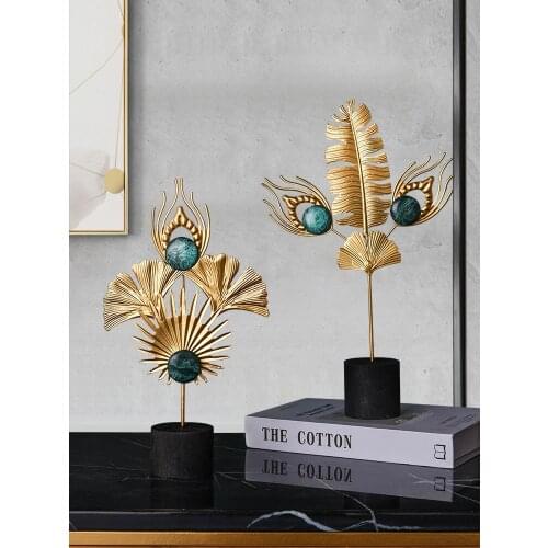 Golden Feathers Home Office Desktop Ornament Nordic Style Light Luxury Home Decoration Creative Vintage Elements Send A Gift