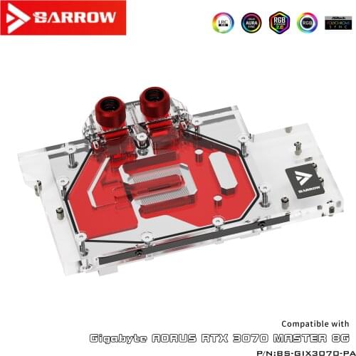 Barrow GPU Water Block For Gigabyte AORUS 3070 MASTER 8G Full Cover Watercooler, With Back Plate, BS-GIX3070-PA