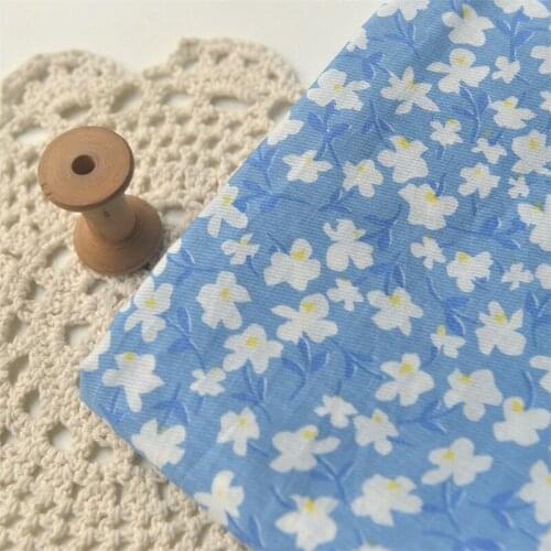 High quality cotton patchwork sky blue white flower tissu dress cheongsam background cloth for shooting DIY creation material