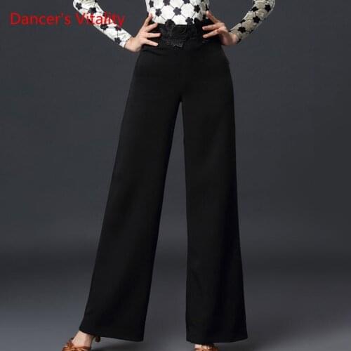 Latin Dance New Female Adult Wide Leg Trousers Rumba Samba Dancing Practice Clothes Ballroom Dance High Waist Pants