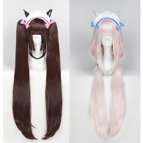 Anime NEKOPARA Cosplay Wig Women Chocolate Vanilla 100cm Heat Resistant Synthetic Hair NEKOPARA Cosplay Hair +Wig Cap