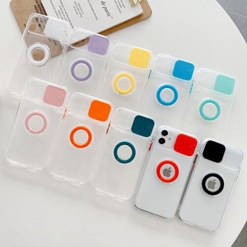 50pcs Candy Sliding Lens Camera Hard Acrylic Case Cover Stand Holder For iPhone 13 Pro Max 12 Mini 11 XS XR X 8 7 6 Plus SE