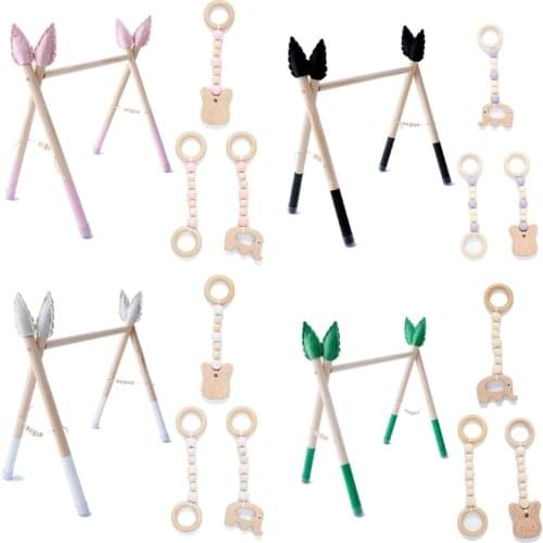 1Set Baby Gym Play Nursery Sensory Ring-pull Toy Wooden Clothes Rack Room Decor Dropship