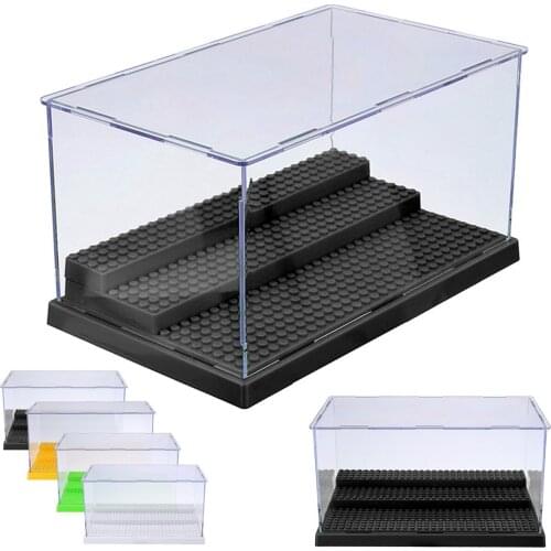 1pc 3 Steps Display Case/Box Dustproof ShowCase Gray Base For Le goings Blocks Acrylic Plastic Display Box Case 25.5X15.5X13.8cm