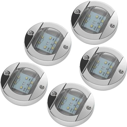 10pcs/Set 12V IP67 Waterproof Blue Round Marine Boat Stern Light 6-LED Indicator Lamp For Universal Vehicles Yacht Accessory ABS