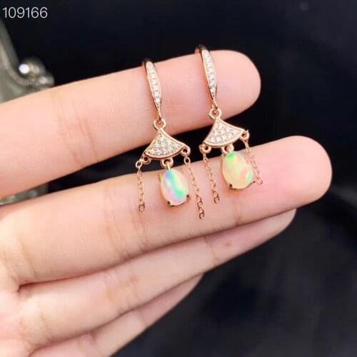 100% Real Natural New Fashion Elegant temperament Opal Earring Natural And Real 925 sterling silver Opal Earring