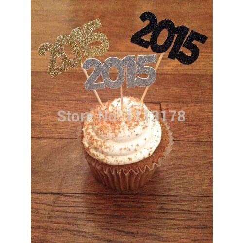 2015 New Years Cupcake Toppers --New Years Eve Decorations / Class of 2015 Party cake topper decoration