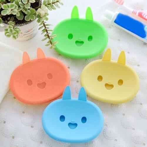 2020 Lovely Cartoon Rabbit Bathroom Soap Dish Box Container Double Layer Draining Holder Storage Rack Bathroom Organizer