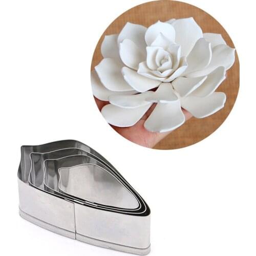 4PCS Polymer Clay Tool Stainless Steel Flower Making Pattern Cutter Mold Gardenia Petal Shape Cutters Pottery Designer DIY