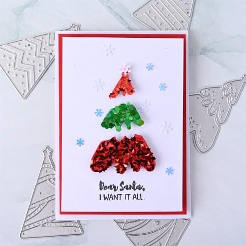 YaMinSanNiO 4pcs Christmas Tree Cutout Metal Cutting Dies Stencils Die Cut For DIY Scrapbooking Album Paper Card Embossing New