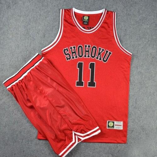 Anime Shohoku Basketball Rukawa Kaede Cosplay Uniform Jersey Set NO.11 Tops Team Uniform