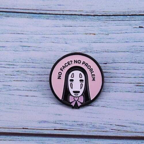 Miyazaki Cartoon No Face Man Brooch and Enamel Pins for Fashion Lapel Pin Badge Gifts