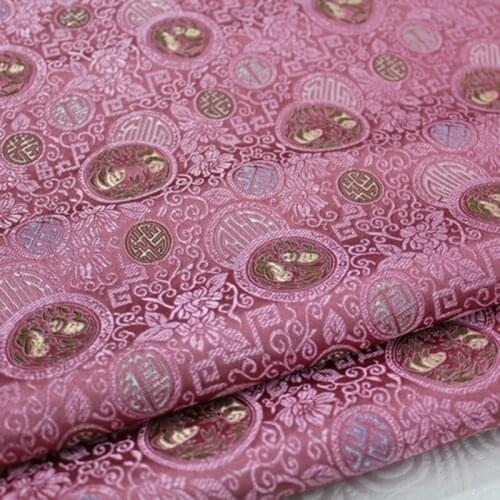 CF145 1Yard 73cm Pink Panda Silk Fabric Chinese Style Brocade Jacquard Fabric For Women Kids Cheongsam Fabric Chinese Gifts