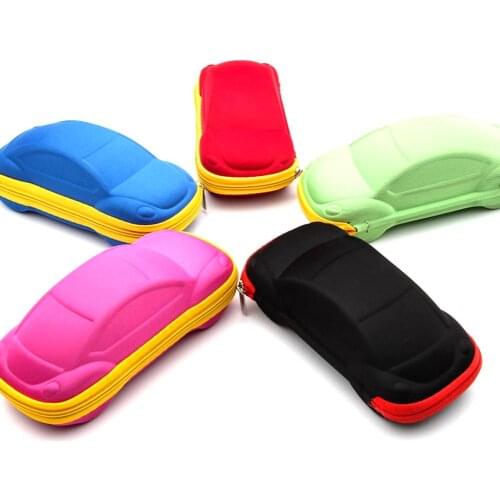 Childrens Colorful Cars Sunglasses Boxes Car Shape Zip Children Kids Reading Glasses Protector Case Eyewear Storage Box Random