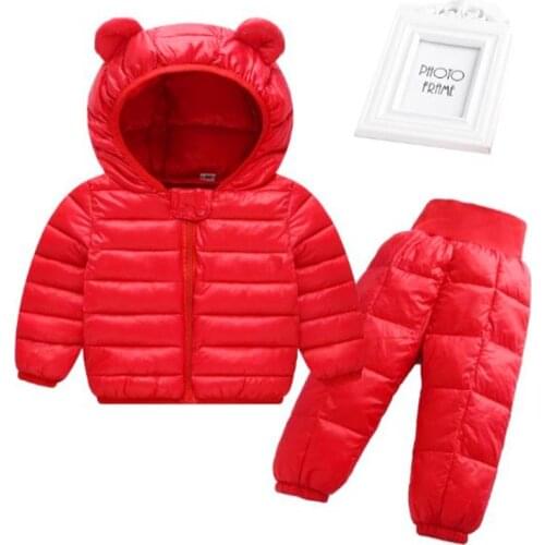 Children Cotton Padded Suit 2pcs Jackets + Pants 2019 Winter Baby Girls & Boys Warm Outerwear And Pants Kids Jackets For Girls