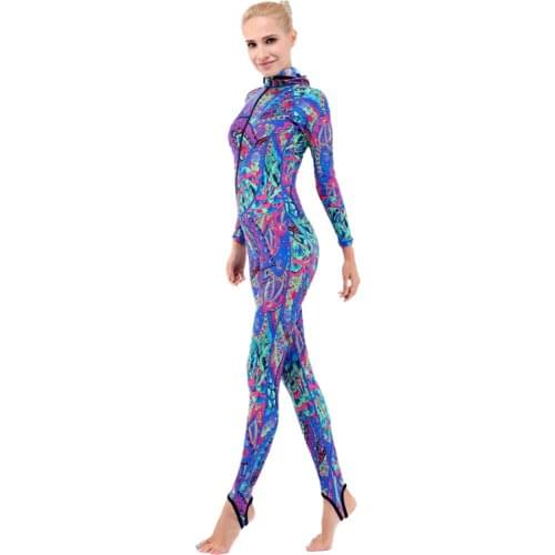 Women Wetsuit Scuba Dive Skin Rash Guard Swimming Snorkeling Surfing Long Sleeve Hooded Full Suits Jellyfish XS - XXL