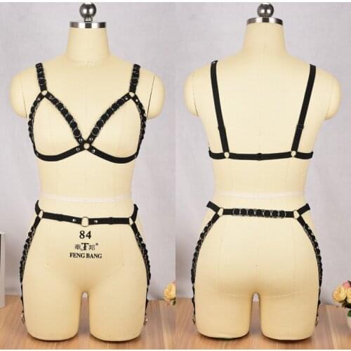 Fetish Wear Body Harness Set Open Chest Cage Bra + Thigh Harness Wedding Garters Bondage Lingerie Nightclub Underwear O0388