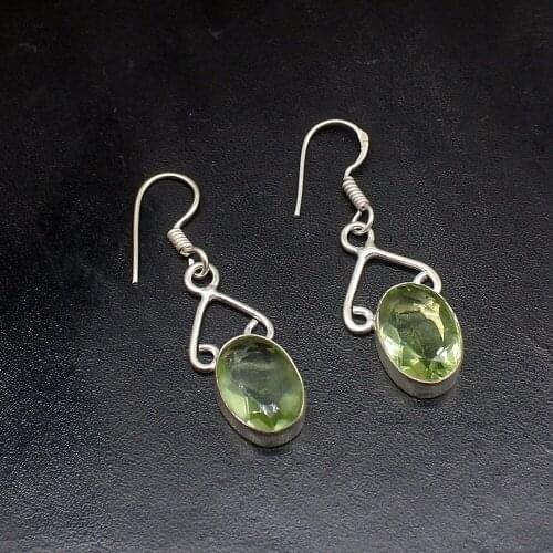Gemstonefactory Big Promotion Unique 925 Silver Green Topaz New Arrival Women Ladies Gifts Dangle Drop Earrings 20211819