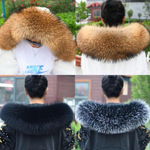 JKP 2021 real raccoon fur collar big winter scarf shawl decoration woman shawl neck warm scarf genuine fox fur collar