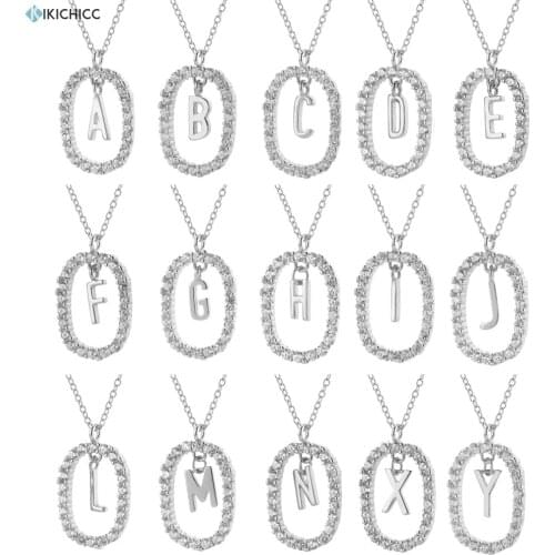 KIKICHICC 925 Sterling Silver Gold A-Z Letters Alphabet Initial Pendant Crystal Necklace Choker Long Chain Women Wedding Jewelry