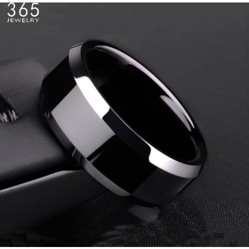 New Design 8mm Width Black Titanium Stainless Ring For Women Men High Quality Couple Ring Wedding Jewelry