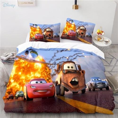 Disney Cars 2 3d Bedding Set Lightning McQueen Mater Cartoon Duvet Cover Set Pillowcase Twin Full Queen King Comforter Cover Set