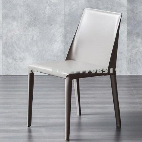 Leather Chair Modern Simple Desk Chair Makeup Chair Nordic Chair Back Chair Saddle Chair Light Luxury Dining Chair Household Sto