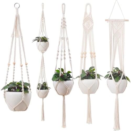 Creative Cotton Rope Handwoven Hanging Net Bag Garden Flower Pot Net Bags Living Room Bedroom Decor Home Decoration Accessories