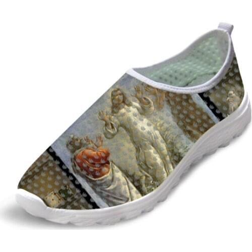 2019 Man Customizable Causal Flats Unisex Summer Shoes Man Sneakers Mesh Slip Shoes Jesus Painting Art Print Sandro Botticelli