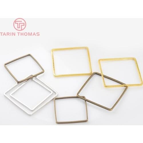 50PCS 14MM 16MM 20MM Brass Square Closed Rings Connect for Jewelry Making Findings Accessories
